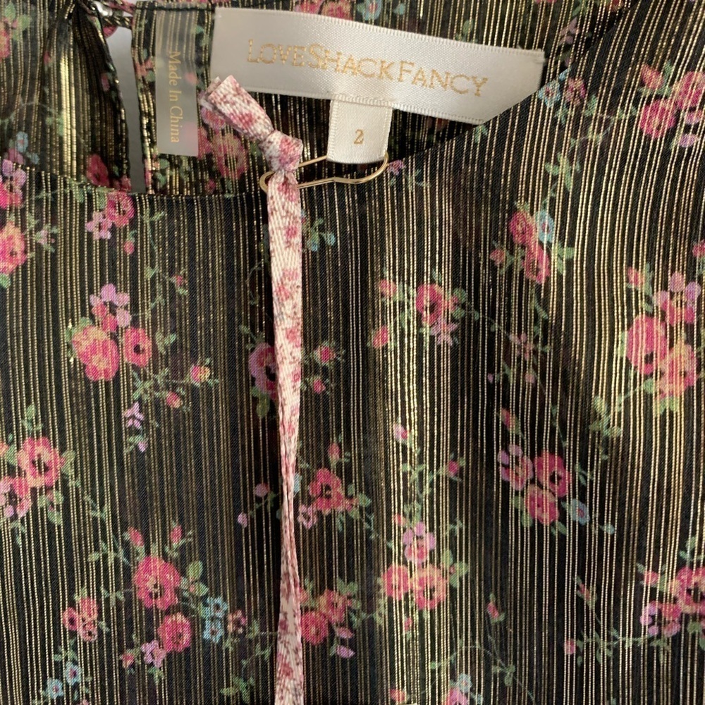 LoveShackFancy Mercy Floral-print Lamé-weave Dress - Picture 6 of 13